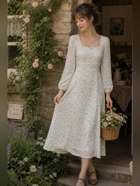 Able White Nova Long Sleeve Apron Dress NWT Size XXS Cottagecore Coastal